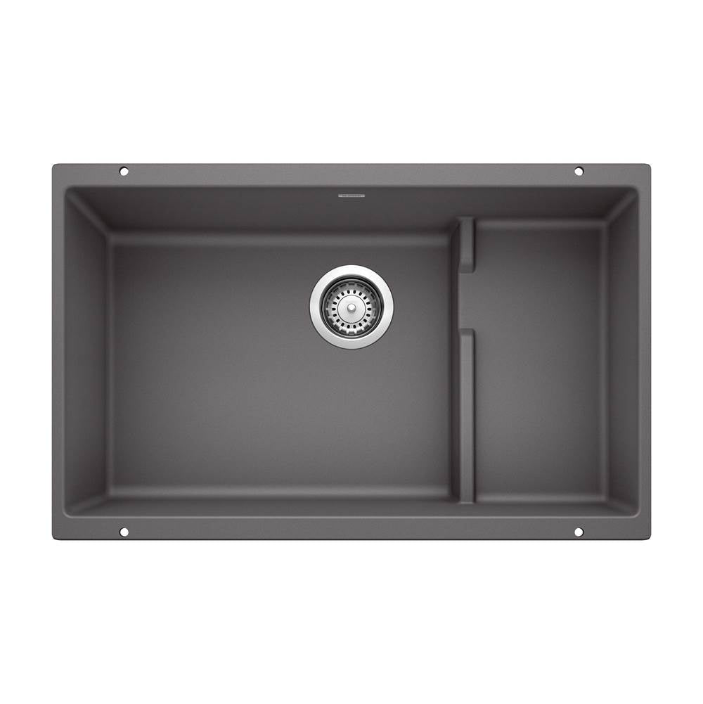 Blanco - Precis Cascade SILGRANIT 29'' Single Bowl Undermount Kitchen Sink with Colander - Cinder - Cinder