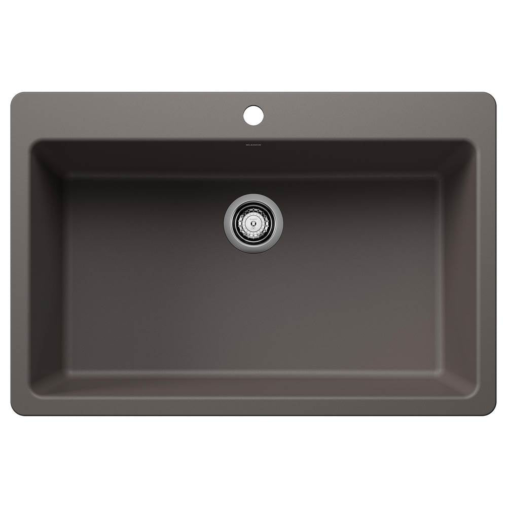 Blanco - Liven SILGRANIT 33'' Super Single Dual Mount Kitchen Sink - Volcano Gray - Volcano Gray