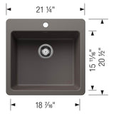 Liven SILGRANIT 21'' Single Bowl Dual Mount Kitchen Sink - Coal Black