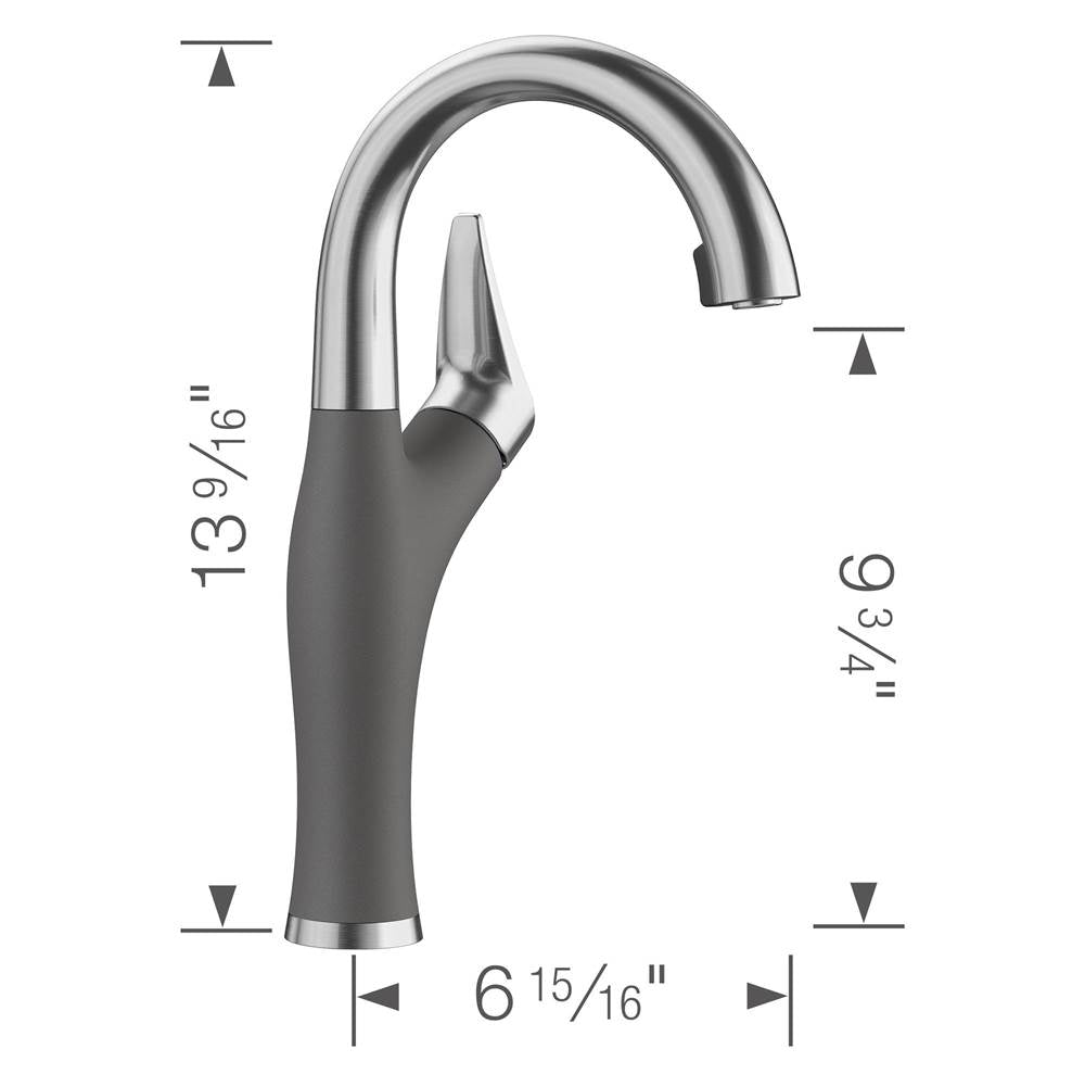 Artona Pull-Down Dual-Spray Bar Faucet - PVD Steel/Anthracite