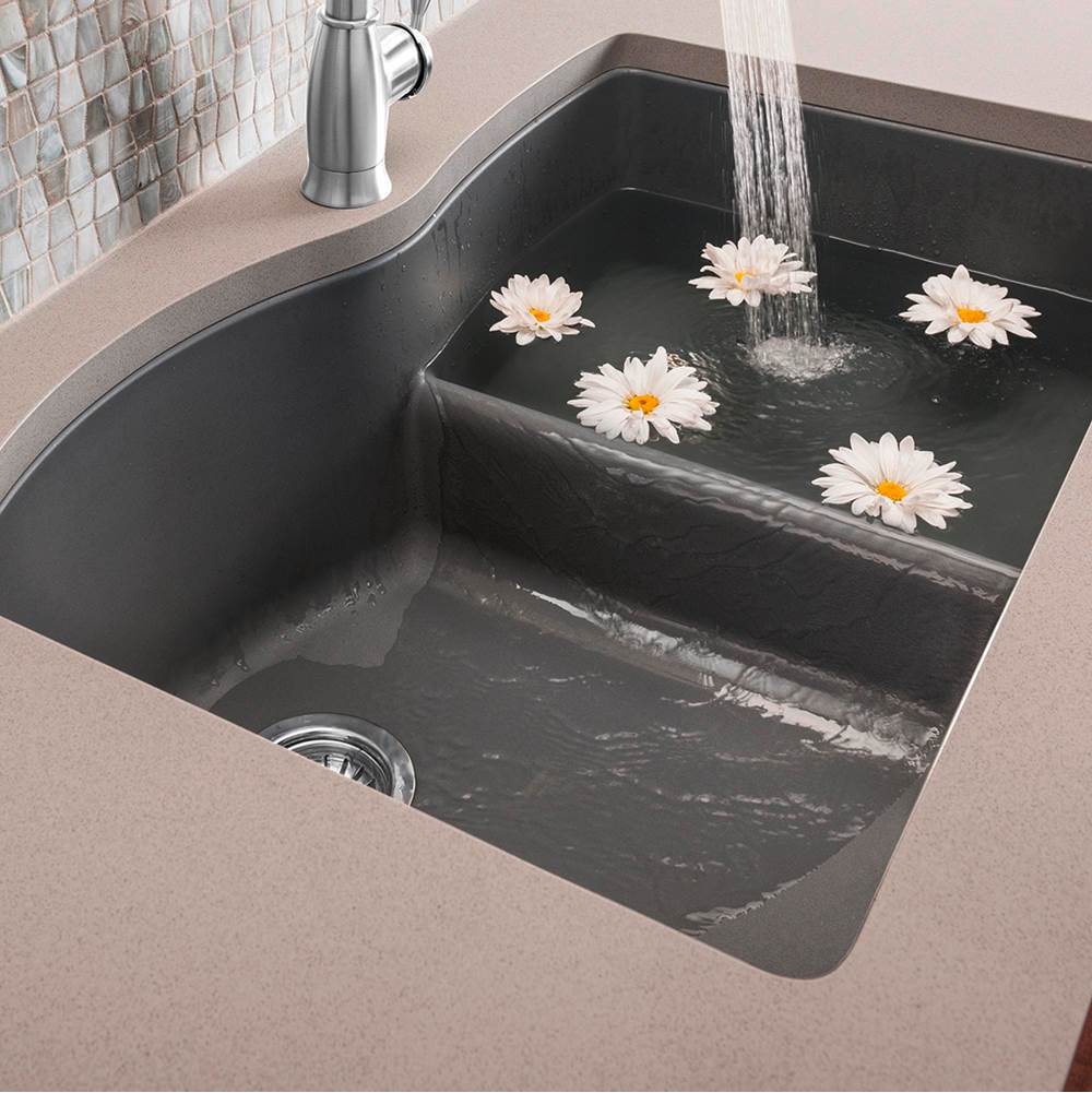Diamond SILGRANIT 32'' 60/40 Double Bowl Undermount Kitchen Sink with Low Divide - Anthracite
