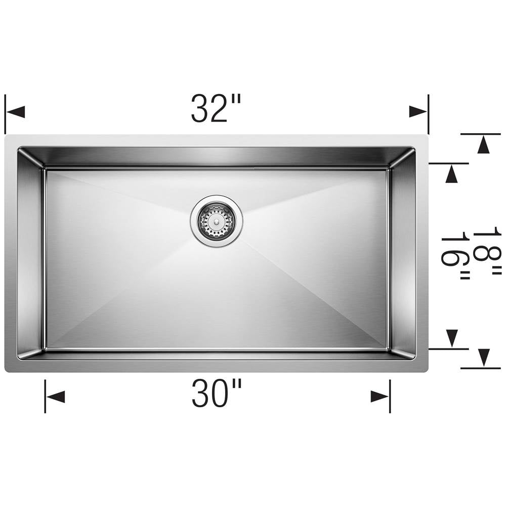 Precision R10 32'' Super Single Bowl Undermount Stainless Steel Kitchen Sink