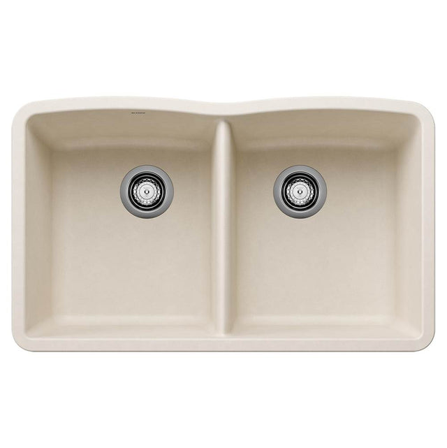 Blanco - Diamond SILGRANIT 32'' 50/50 Double Bowl Undermount Kitchen Sink - Soft White - Soft White