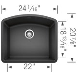 Diamond SILGRANIT 24'' Single Bowl Undermount Kitchen Sink - Cafe