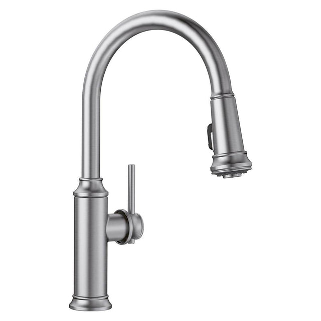 Blanco - Empressa High Arc Pull-Down Dual-Spray Kitchen Faucet - PVD Steel - PVD Steel