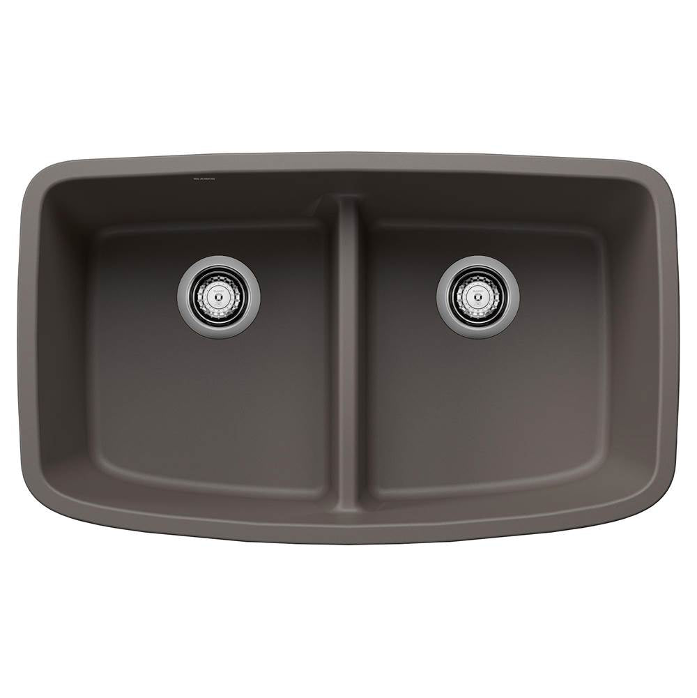 Blanco - Valea SILGRANIT 32'' 50/50 Double Bowl Undermount Kitchen Sink with Low Divide - Volcano Gray - Volcano Gray