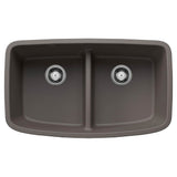 Blanco - Valea SILGRANIT 32'' 50/50 Double Bowl Undermount Kitchen Sink with Low Divide - Volcano Gray - Volcano Gray