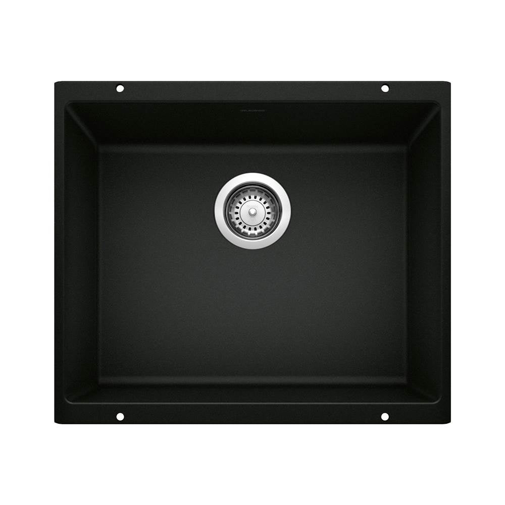 Blanco - Precis SILGRANIT 21'' Single Bowl Undermount Kitchen Sink - Coal Black - Coal Black