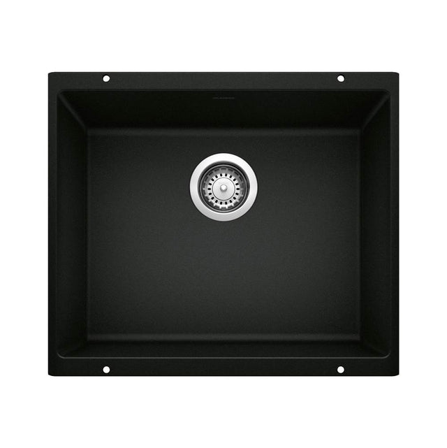 Blanco - Precis SILGRANIT 21'' Single Bowl Undermount Kitchen Sink - Coal Black - Coal Black