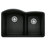 Blanco - Diamond SILGRANIT 32'' 60/40 Double Bowl Undermount Kitchen Sink - Coal Black - Coal Black
