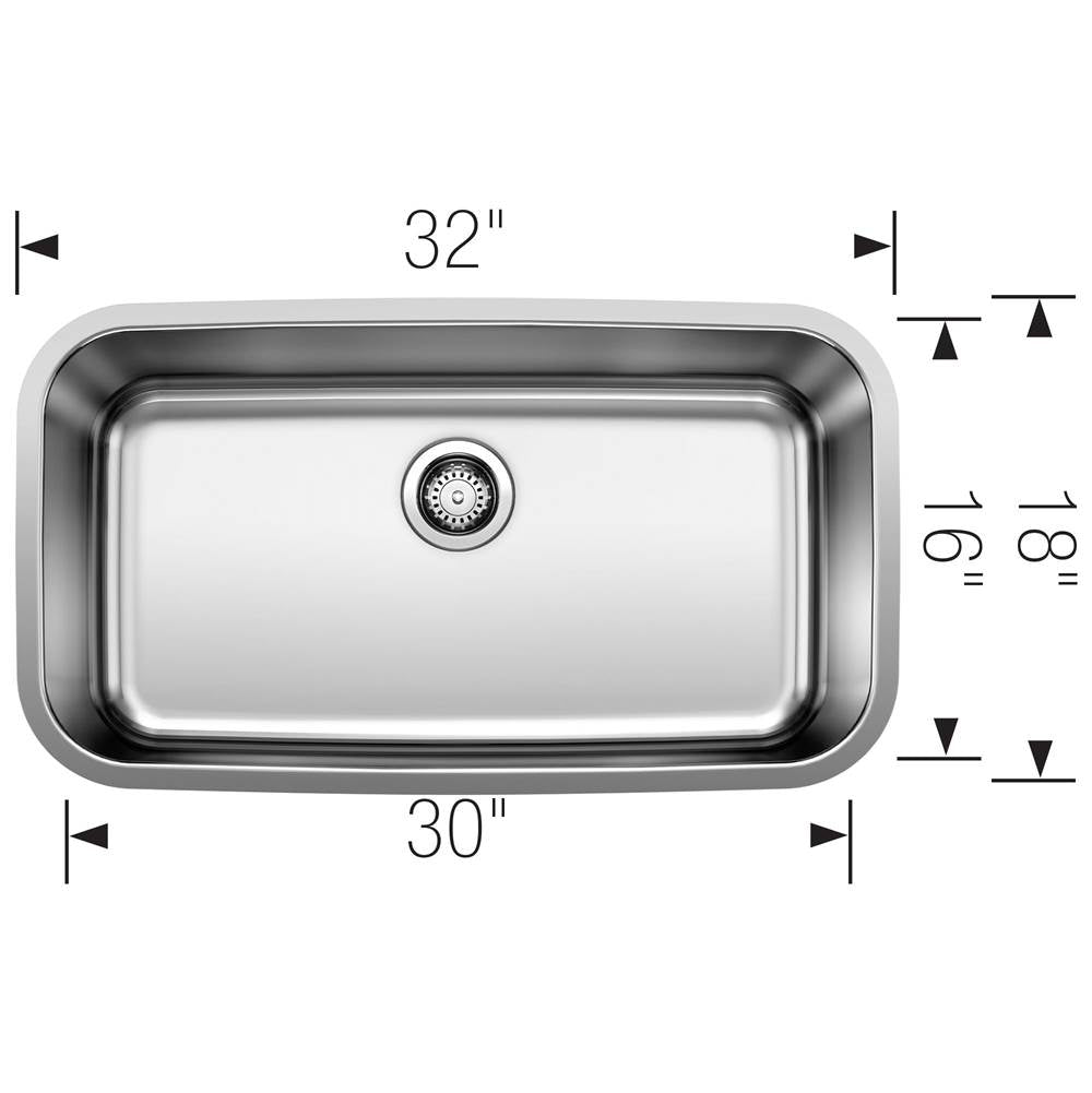 Stellar 32'' Single Bowl Undermount Stainless Steel Kitchen Sink