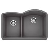 Blanco - Diamond SILGRANIT 32'' 40/60 Reverse Double Bowl Undermount Kitchen Sink with Low Divide - Cinder - Cinder
