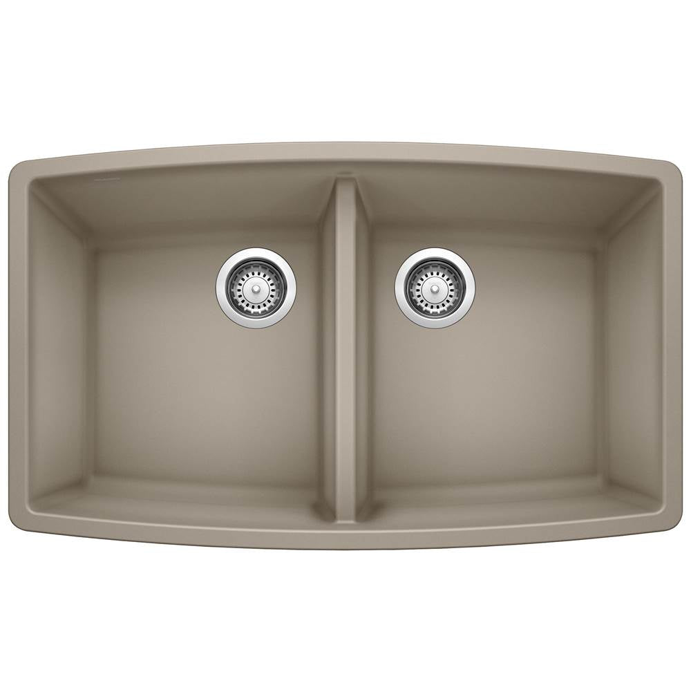 Blanco - Performa SILGRANIT 33'' 50/50 Double Bowl Undermount Kitchen Sink - Truffle - Truffle