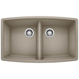 Blanco - Performa SILGRANIT 33'' 50/50 Double Bowl Undermount Kitchen Sink - Truffle - Truffle