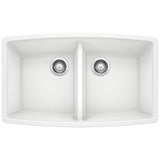 Blanco - Performa SILGRANIT 33'' 50/50 Double Bowl Undermount Kitchen Sink - White - White