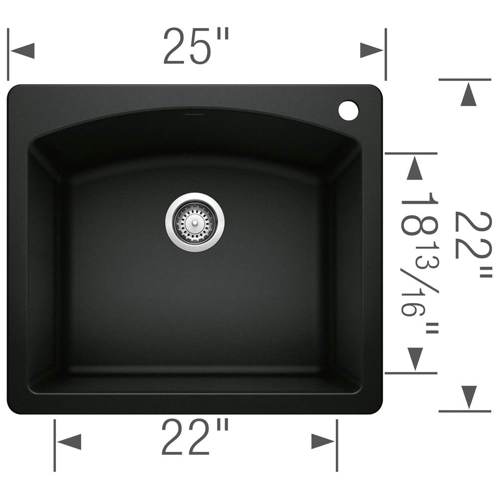 Diamond SILGRANIT 25'' Single Bowl Dual Mount Kitchen Sink - Cafe