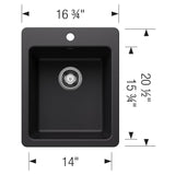 Liven SILGRANIT 17'' Dual Mount Bar Sink - Coal Black