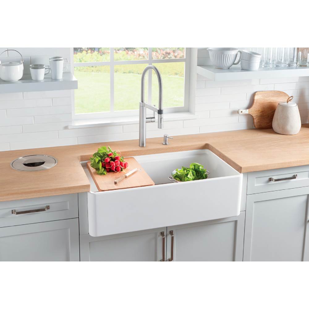 Profina 36'' Single Bowl Apron-Front Fireclay Farmhouse Sink - White