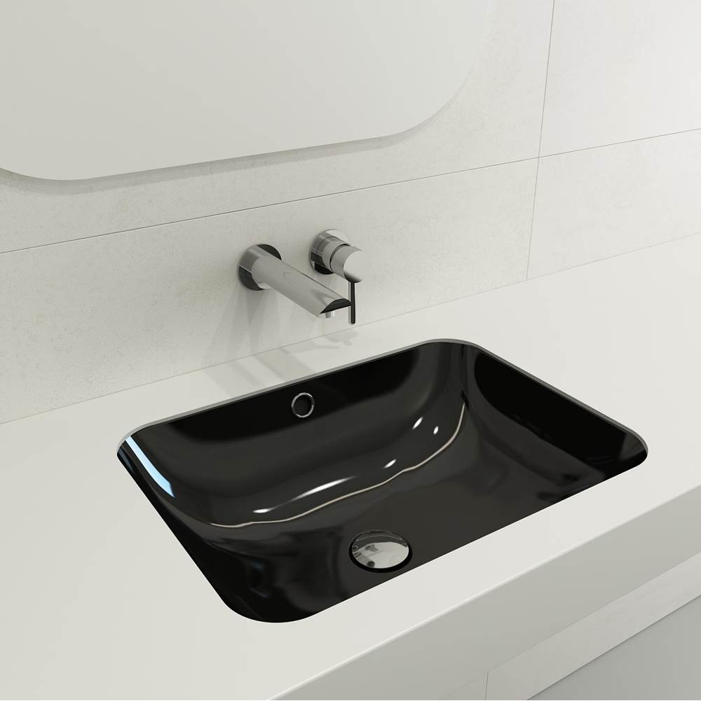 BOCCHI - Scala Undermount Sink Fireclay 21.75 in. with Overflow in Black - Black