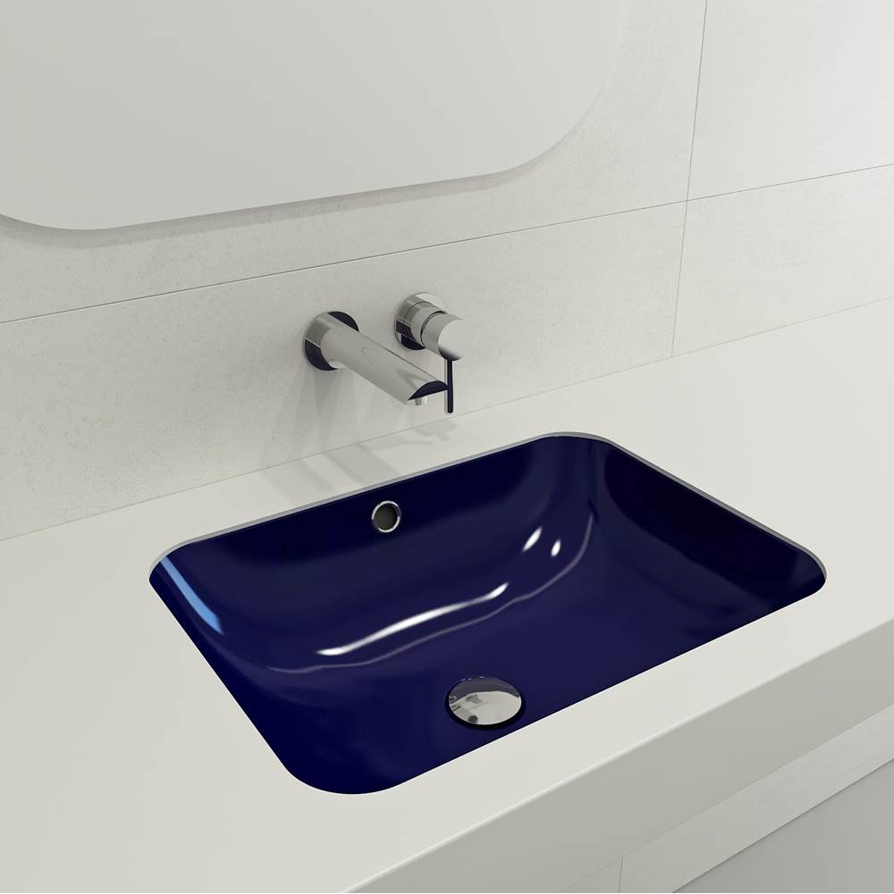 BOCCHI - Scala Undermount Sink Fireclay 21.75 in. with Overflow in Sapphire Blue - Sapphire Blue