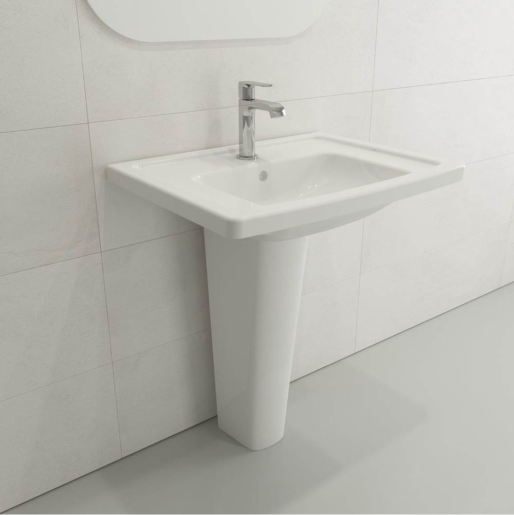 BOCCHI - Taormina Wall-Mounted Sink Basin Fireclay 26.25 in. 1-Hole with Overflow in White - White