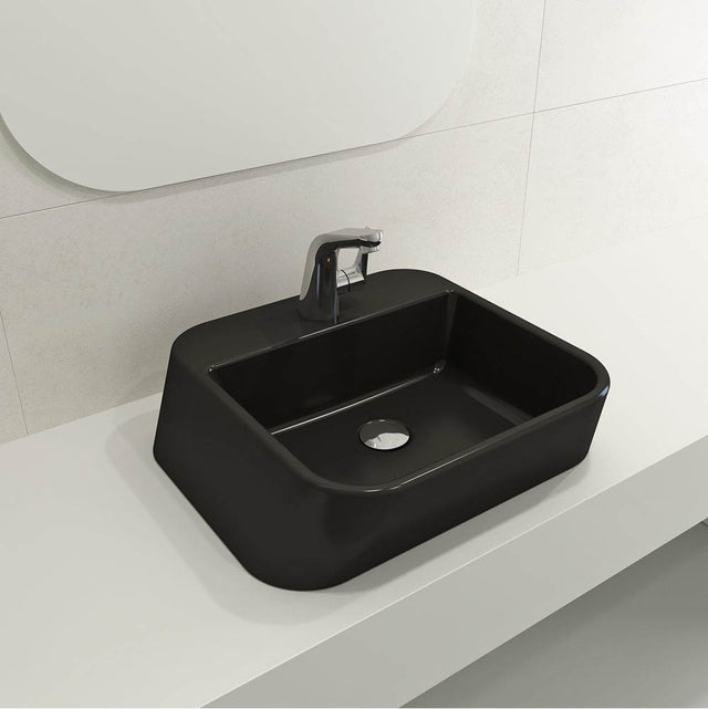 BOCCHI - Firenze Vessel Fireclay 19.75 in. 1-Hole in Matte Black - Matte Black