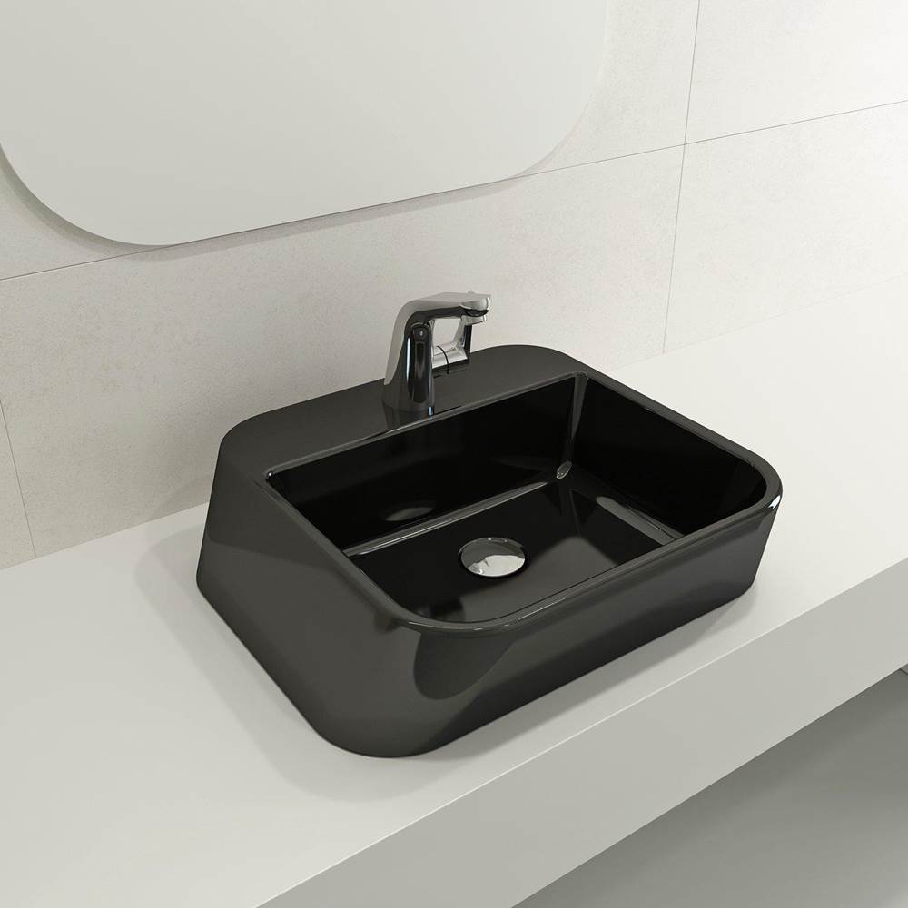 BOCCHI - Firenze Vessel Fireclay 19.75 in. 1-Hole in Black - Black