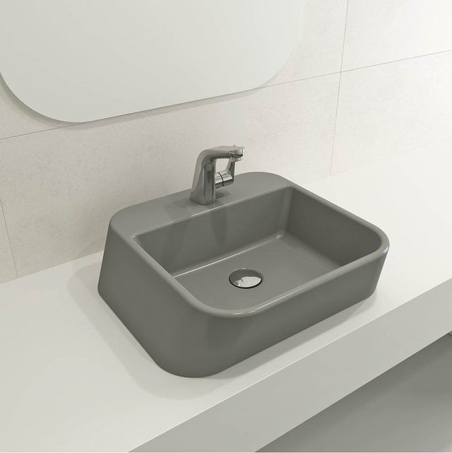 BOCCHI - Firenze Vessel Fireclay 19.75 in. 1-Hole in Matte Gray - Matte Gray