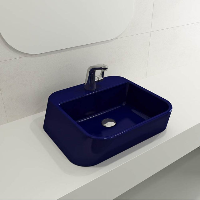 BOCCHI - Firenze Vessel Fireclay 19.75 in. 1-Hole in Sapphire Blue - Sapphire Blue