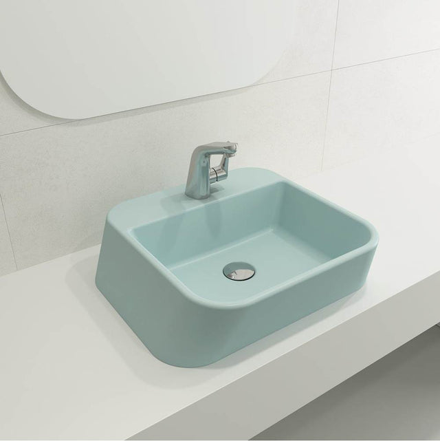BOCCHI - Firenze Vessel Fireclay 19.75 in. 1-Hole  in Matte Ice Blue - Matte Ice Blue