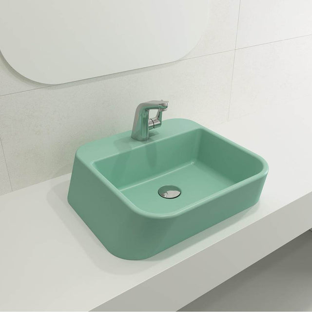 BOCCHI - Firenze Vessel Fireclay 19.75 in. 1-Hole in Matte Mint Green - Matte Mint Green