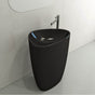 BOCCHI - Etna Monoblock Pedestal Sink Fireclay 33.75 in. with Matching Drain Cover in Matte Black - Matte Black