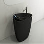BOCCHI - Etna Monoblock Pedestal Sink Fireclay 33.75 in. with Matching Drain Cover in Black - Black