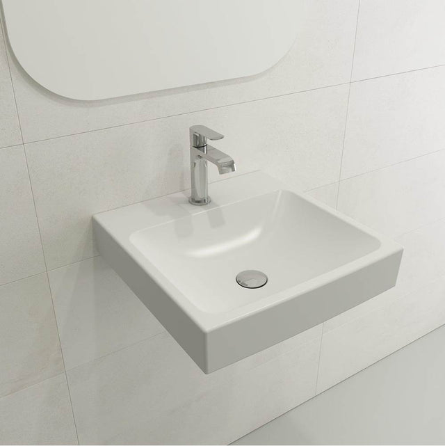 BOCCHI - Scala Arch Wall-Mounted Sink Fireclay 19 in. 1-Hole in Matte White - Matte White
