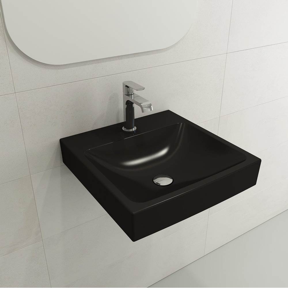 BOCCHI - Scala Arch Wall-Mounted Sink Fireclay 19 in. 1-Hole in Matte Black - Matte Black