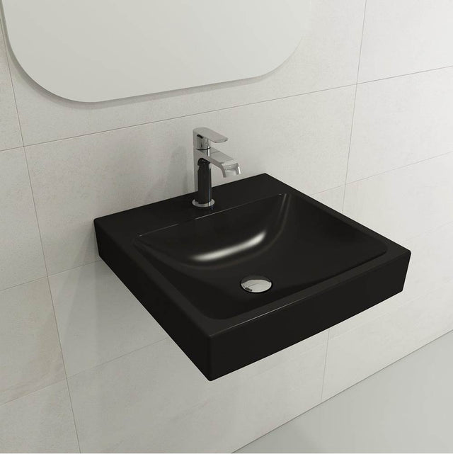 BOCCHI - Scala Arch Wall-Mounted Sink Fireclay 19 in. 1-Hole in Matte Black - Matte Black