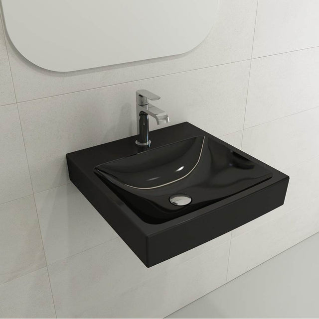 BOCCHI - Scala Arch Wall-Mounted Sink Fireclay 19 in. 1-Hole in Black - Black