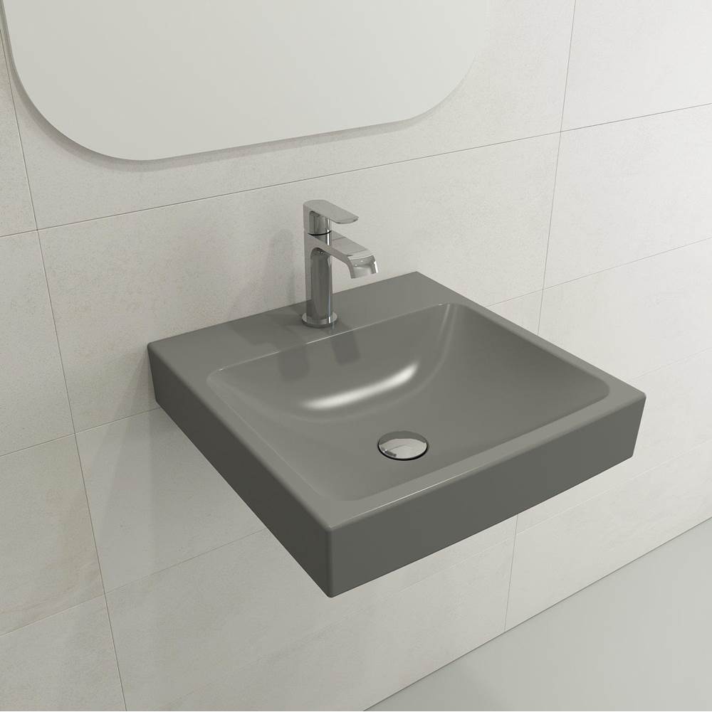 BOCCHI - Scala Arch Wall-Mounted Sink Fireclay 19 in. 1-Hole in Matte Gray - Matte Gray