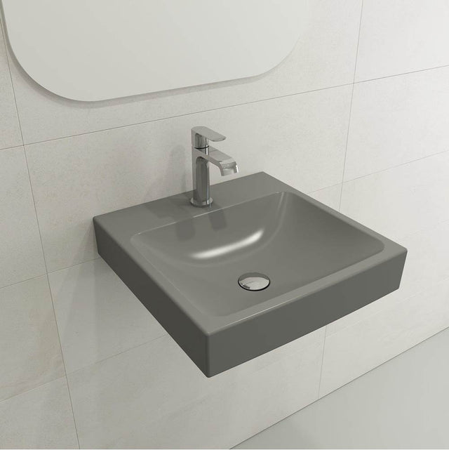 BOCCHI - Scala Arch Wall-Mounted Sink Fireclay 19 in. 1-Hole in Matte Gray - Matte Gray