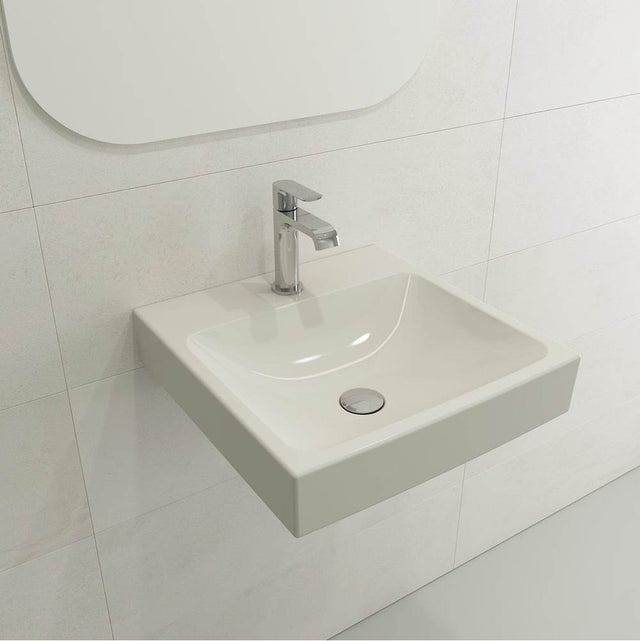 BOCCHI - Scala Arch Wall-Mounted Sink Fireclay 19 in. 1-Hole in Biscuit - Biscuit