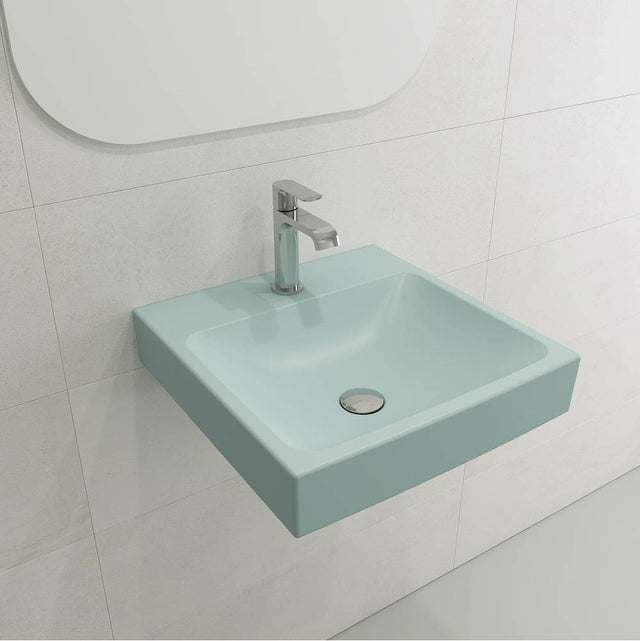 BOCCHI - Scala Arch Wall-Mounted Sink Fireclay 19 in. 1-Hole in Matte Ice Blue - Matte Ice Blue