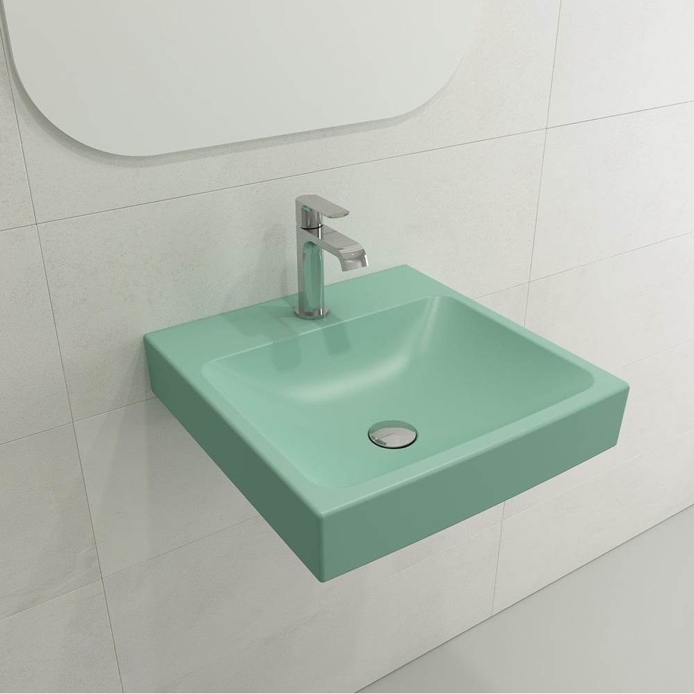 BOCCHI - Scala Arch Wall-Mounted Sink Fireclay 19 in. 1-Hole in Matte Mint Green - Matte Mint Green