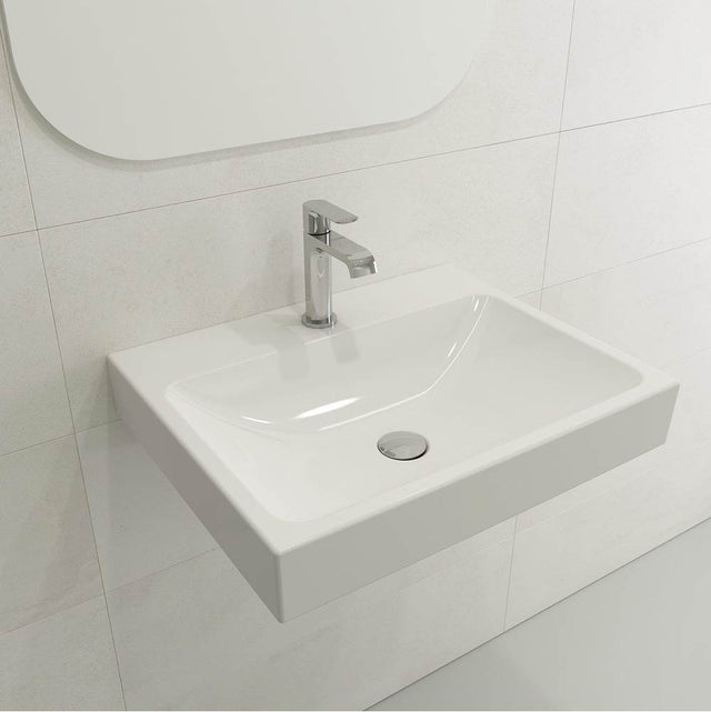 BOCCHI - Scala Arch Wall-Mounted Sink Fireclay 23.75 in. 1-Hole in White - White