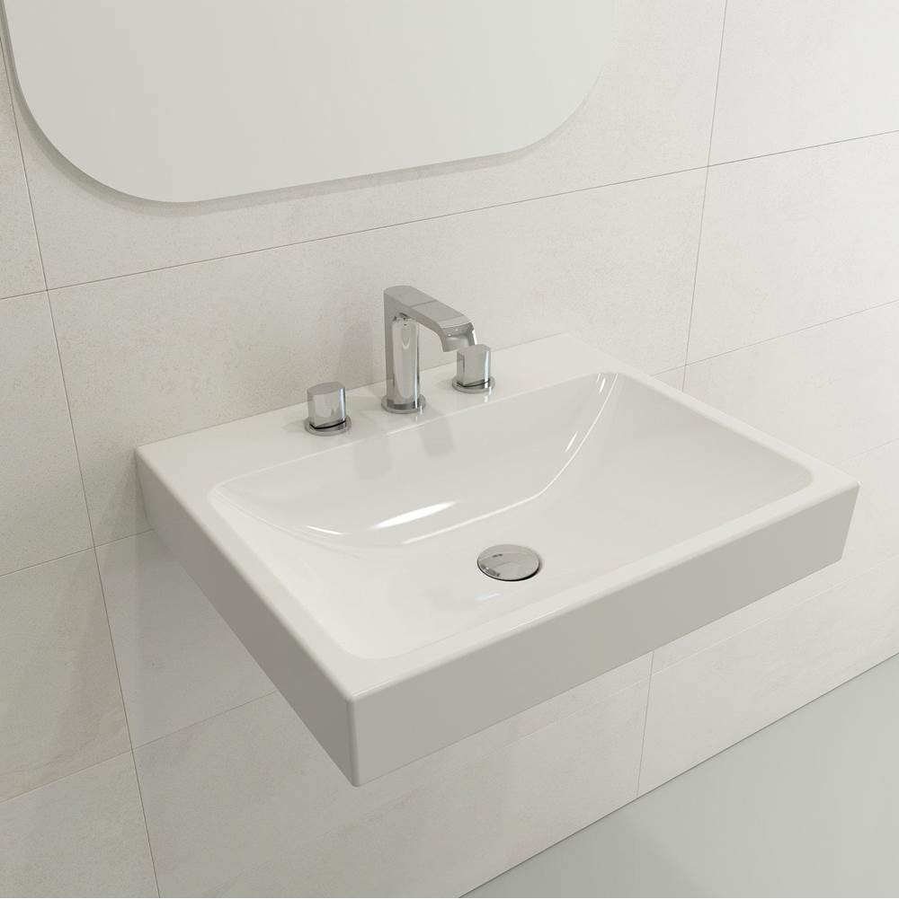 BOCCHI - Scala Arch Wall-Mounted Sink Fireclay 23.75 in. 3-Hole in White - White