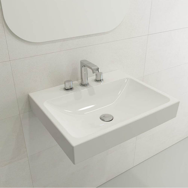 BOCCHI - Scala Arch Wall-Mounted Sink Fireclay 23.75 in. 3-Hole in White - White
