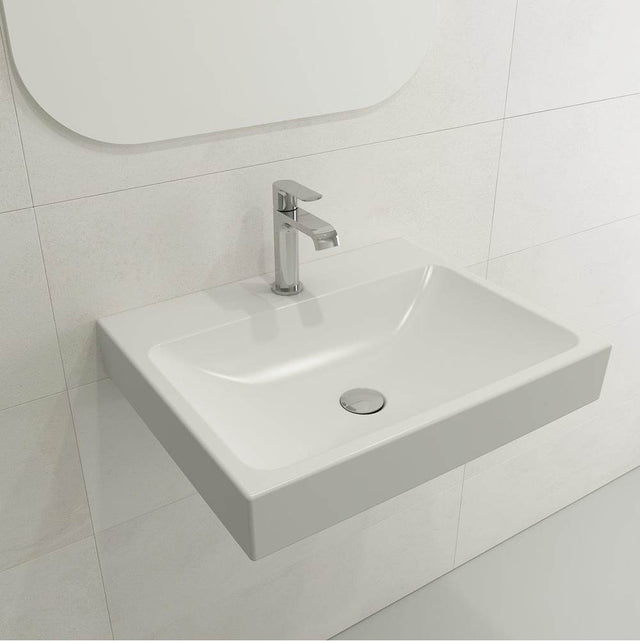 BOCCHI - Scala Arch Wall-Mounted Sink Fireclay 23.75 in. 1-Hole in Matte White - Matte White