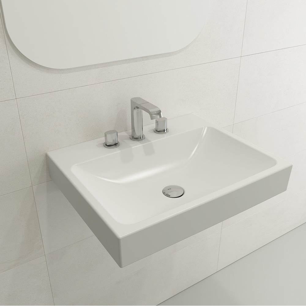 BOCCHI - Scala Arch Wall-Mounted Sink Fireclay 23.75 in. 3-Hole in Matte White - Matte White