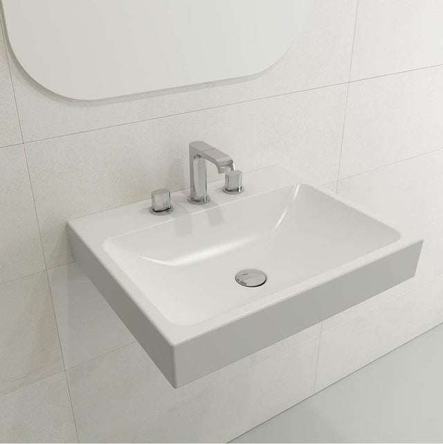 BOCCHI - Scala Arch Wall-Mounted Sink Fireclay 23.75 in. 3-Hole in Matte White - Matte White