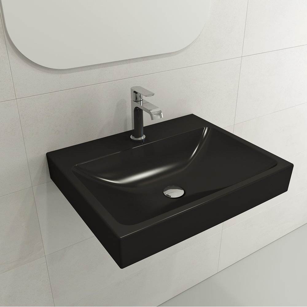 BOCCHI - Scala Arch Wall-Mounted Sink Fireclay 23.75 in. 1-Hole in Matte Black - Matte Black