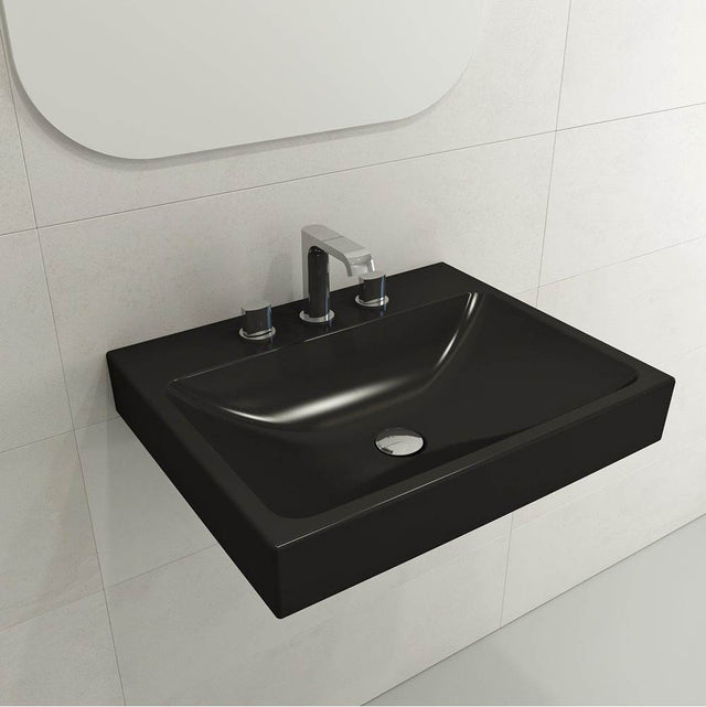 BOCCHI - Scala Arch Wall-Mounted Sink Fireclay 23.75 in. 3-Hole in Matte Black - Matte Black